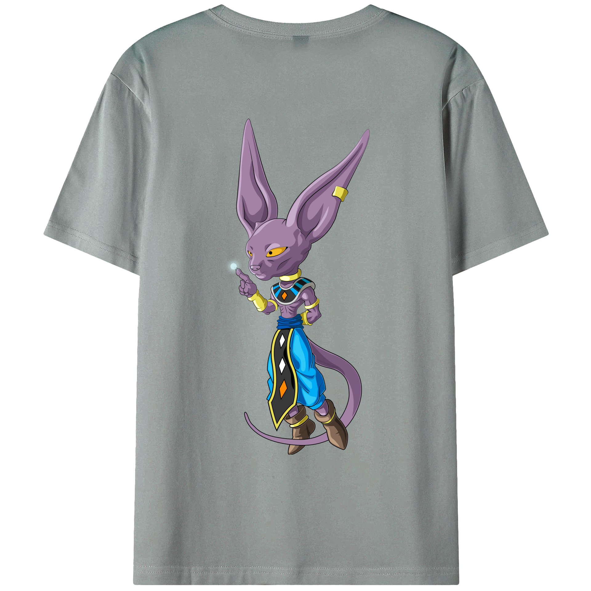 （画像用） ドラゴンボール ビルス 破壊神ビルス DRAGON BALL Beerus Birusu 綿100％ メンズ半袖Tシャツ（バックプリント） 通気性